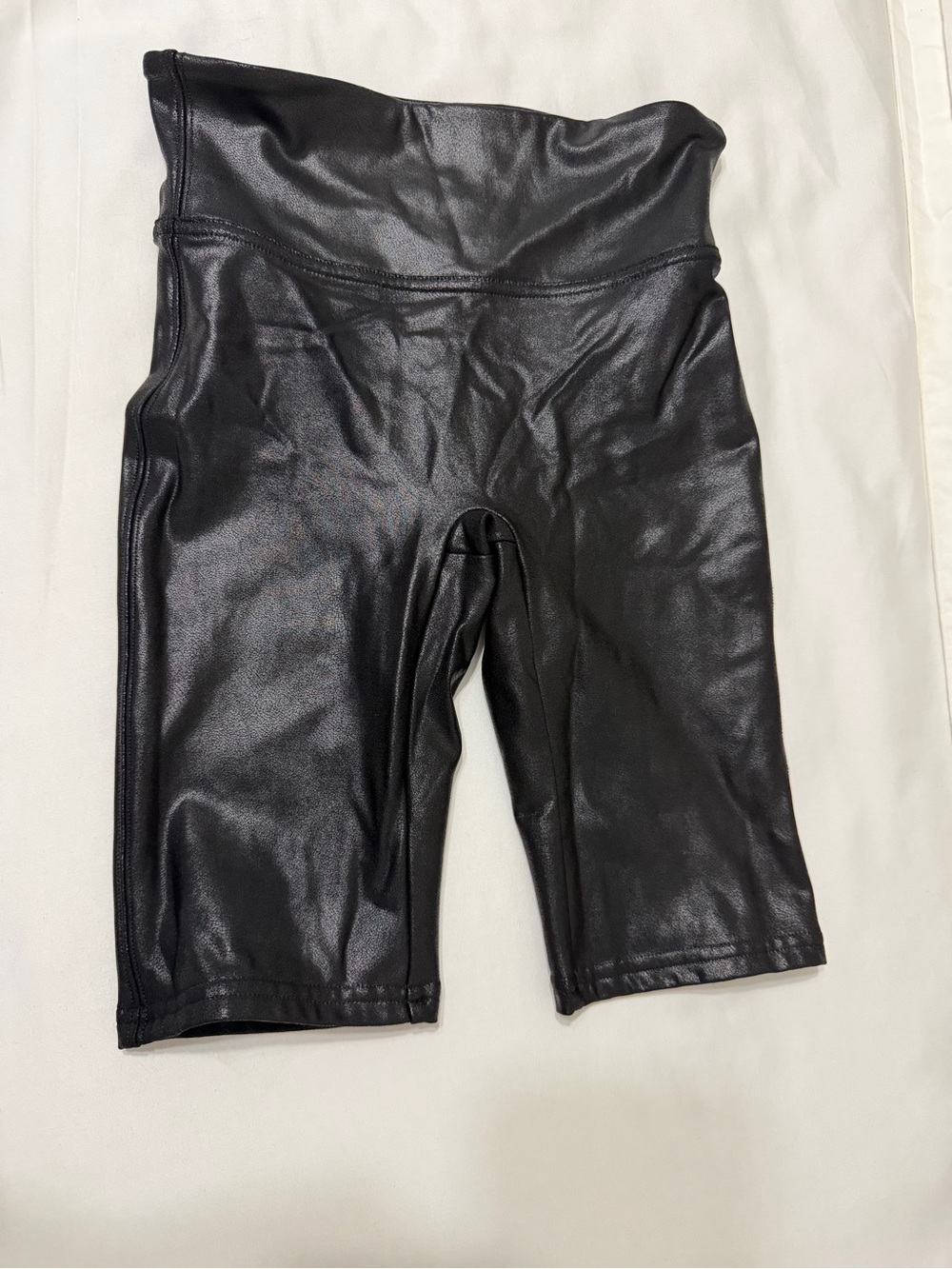 SPANX Black Faux Leather High-Rise Shorts